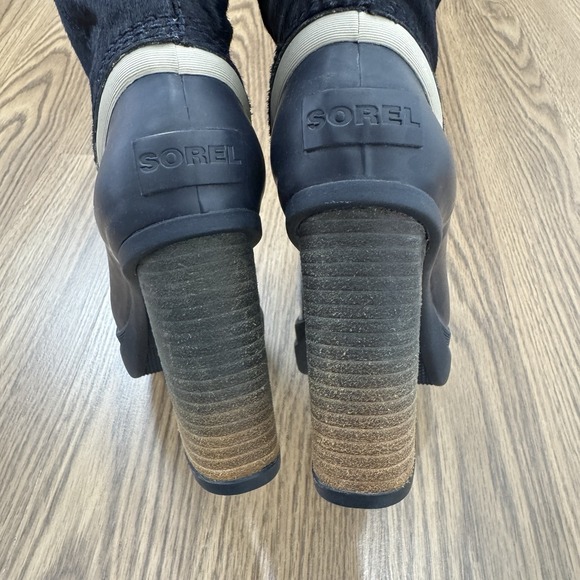 Y2K Sorel Medina Boots Womens 8 Blue Calf Hair Tall Knee High 2000s Rain Boots - Picture 7 of 16